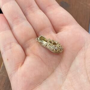 Vintage 925 Sterling Silver Arabian Slipper Ornate Pendant Bracelet Charm